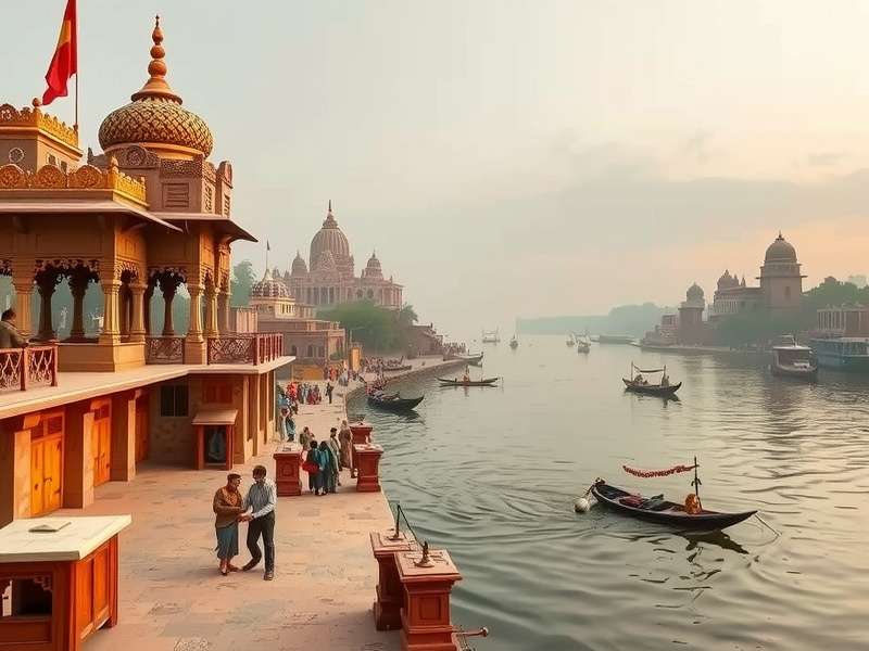 Varanasi Ganges Pilgrimage gameplay screenshot showing the ghats along the river